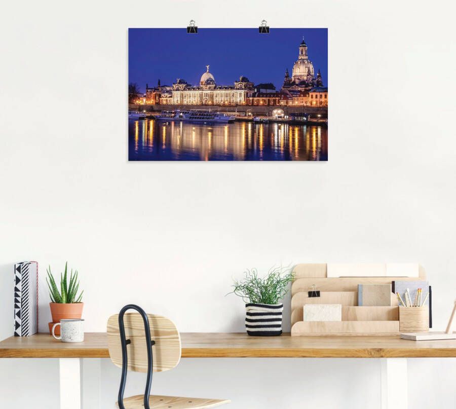 Artland Artprint Avondidylle Geniner oever Lübeck Avond aan de Elbe in Dresden als artprint van aluminium artprint op linnen muursticker of poster in verschillende maten