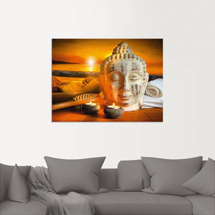 Artland Artprint Bad-accessoires met boeddha-standbeeld als artprint van aluminium artprint op linnen muursticker verschillende maten