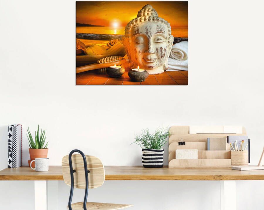 Artland Artprint Bad-accessoires met boeddha-standbeeld als artprint van aluminium artprint op linnen muursticker verschillende maten