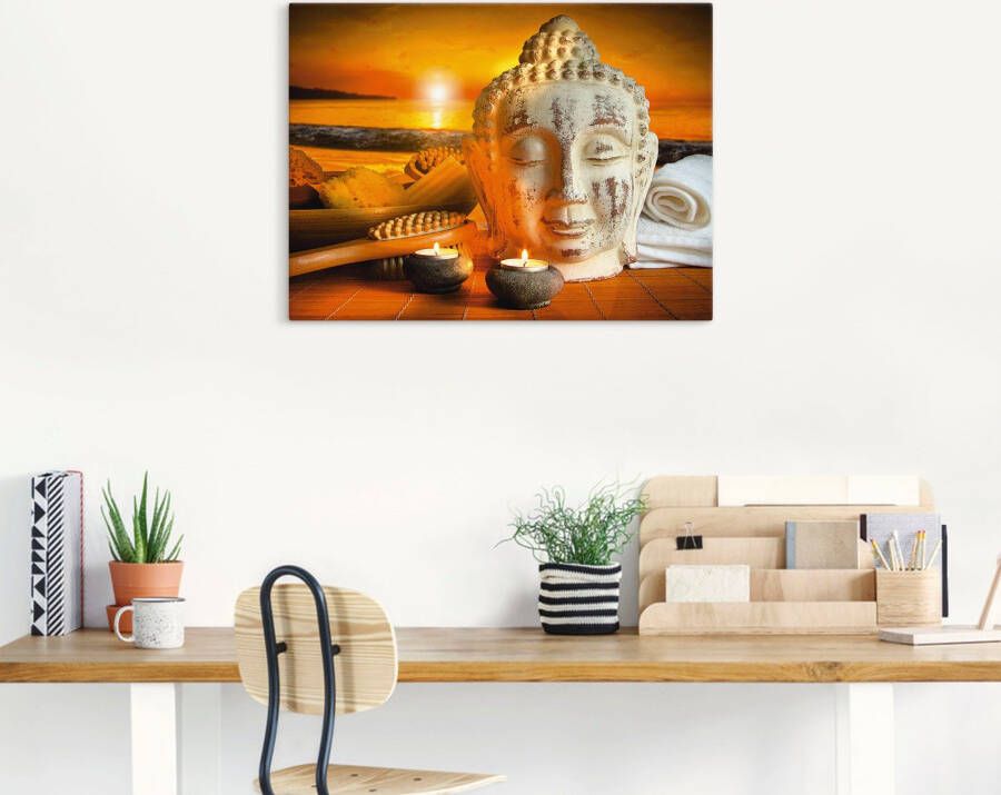 Artland Artprint Bad-accessoires met boeddha-standbeeld als artprint van aluminium artprint op linnen muursticker verschillende maten