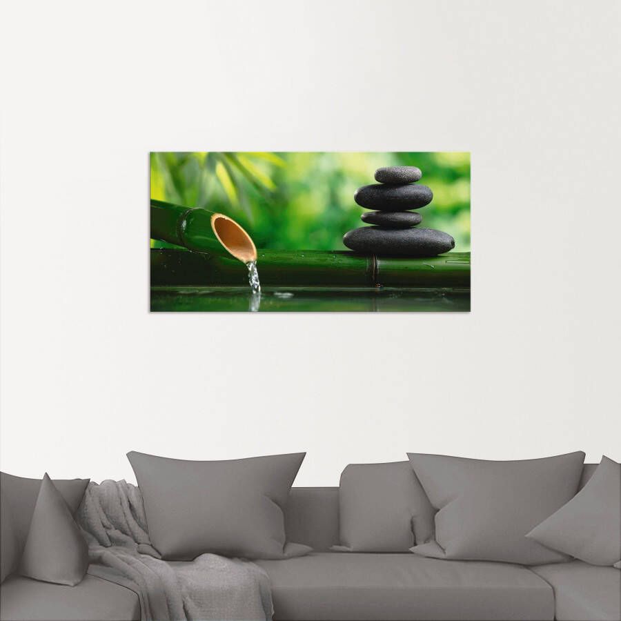 Artland Artprint Bamboebronnen en zen-steen als artprint van aluminium artprint voor buiten artprint op linnen poster muursticker - Foto 2