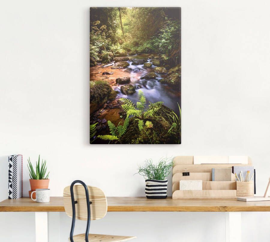 Artland Artprint Beek in het bos als artprint van aluminium artprint op linnen muursticker verschillende maten