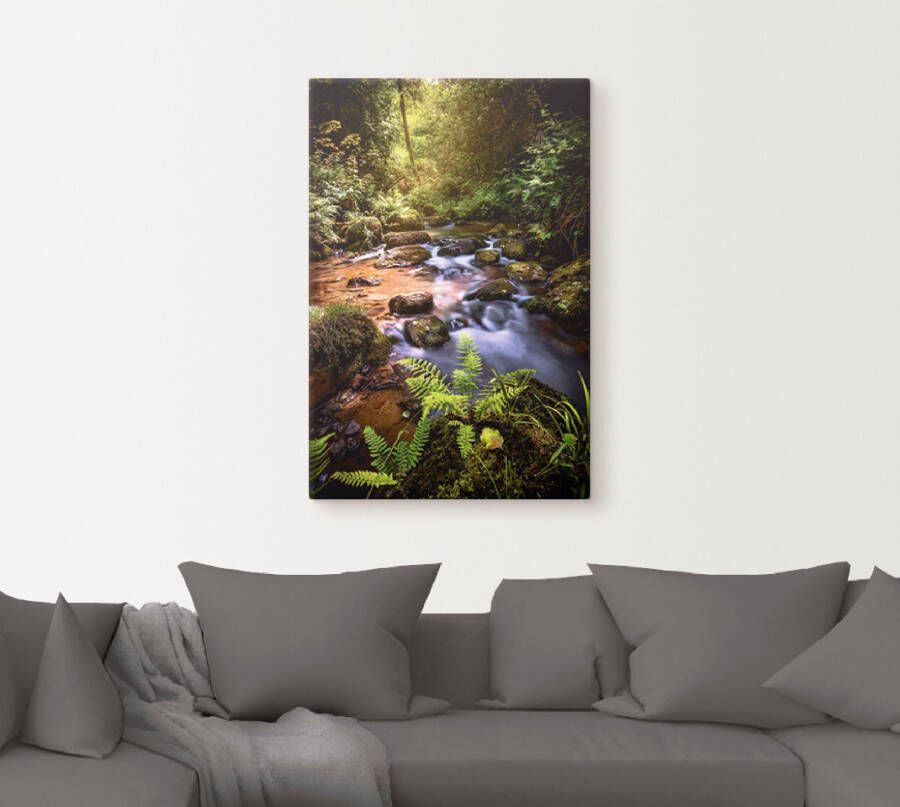 Artland Artprint Beek in het bos als artprint van aluminium artprint op linnen muursticker verschillende maten