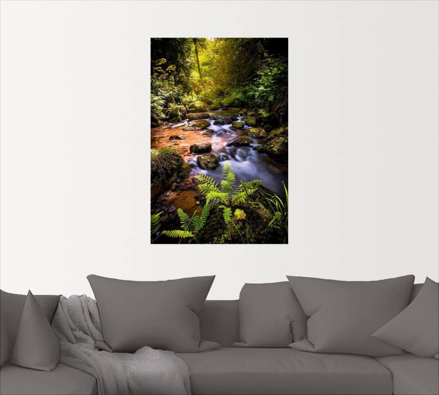 Artland Artprint Beek in het bos als artprint van aluminium artprint op linnen muursticker verschillende maten