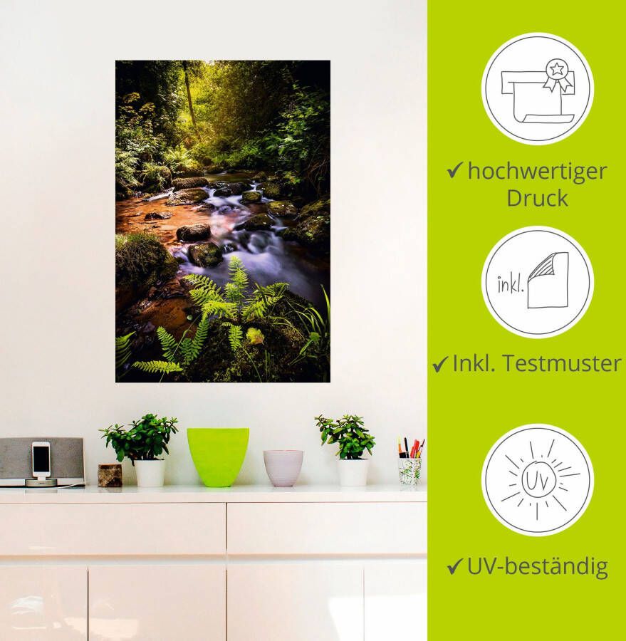 Artland Artprint Beek in het bos als artprint van aluminium artprint op linnen muursticker verschillende maten