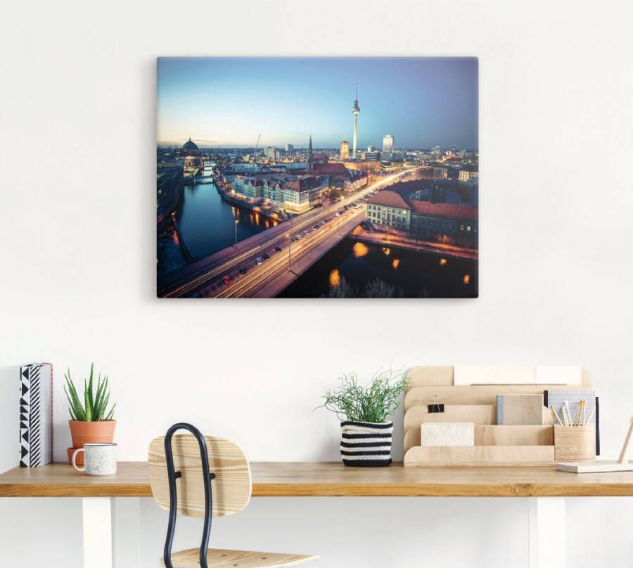 Artland Artprint Berlijn Cityscape s avonds als artprint op linnen poster in verschillende formaten maten