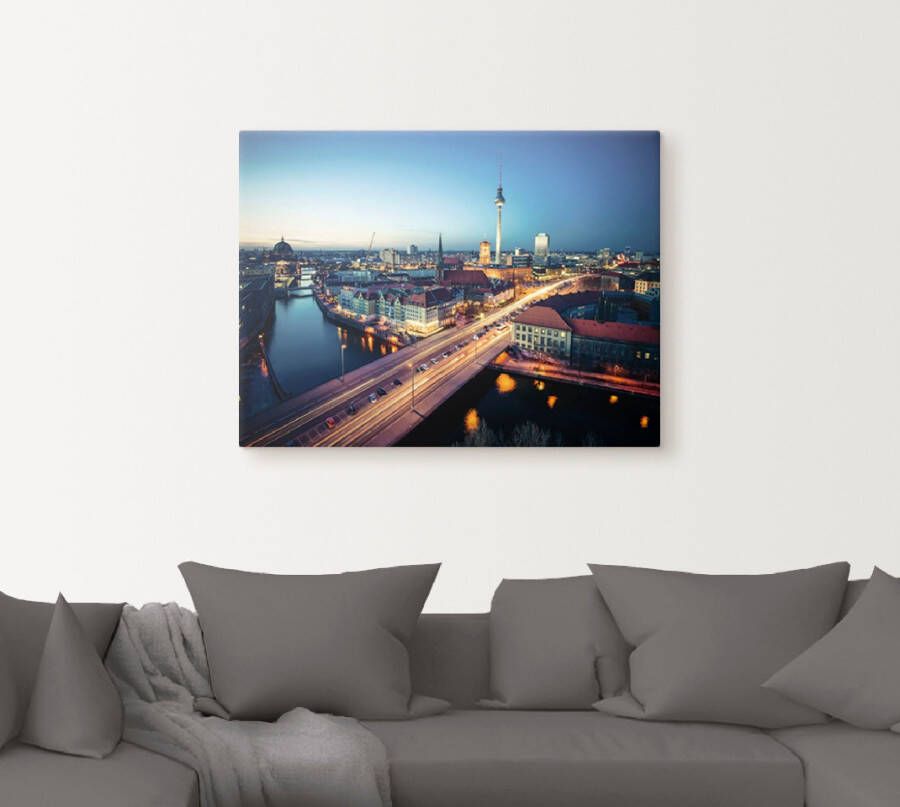 Artland Artprint Berlijn Cityscape s avonds als artprint op linnen poster in verschillende formaten maten