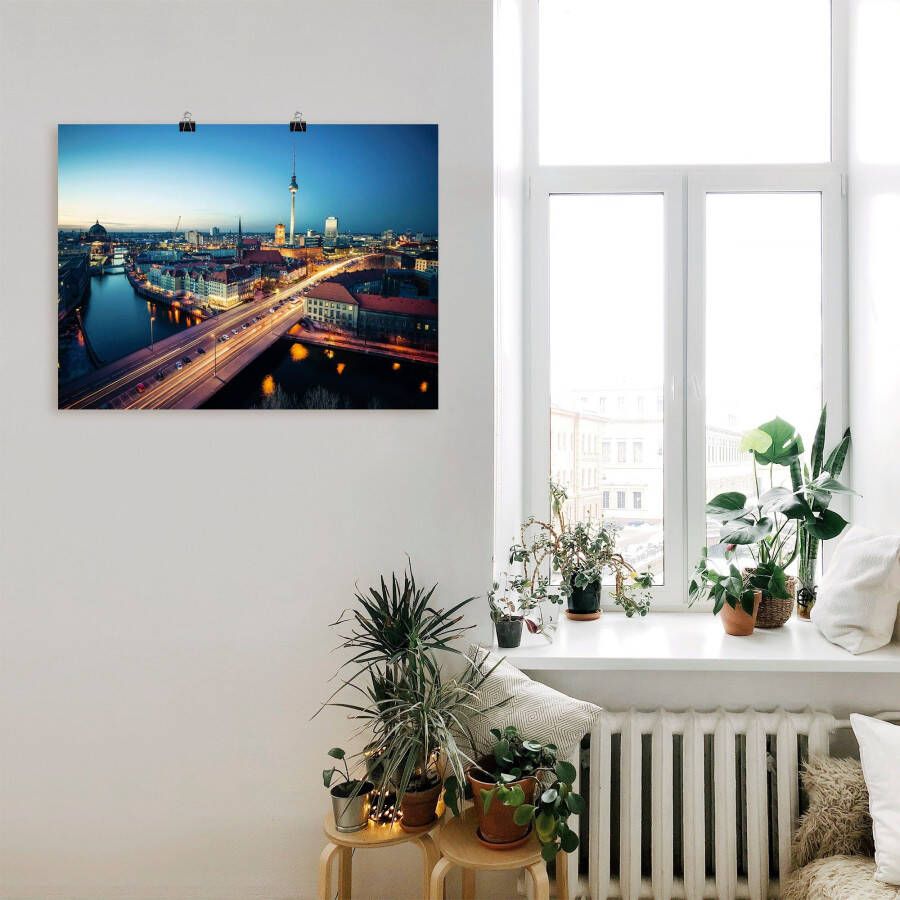 Artland Artprint Berlijn Cityscape s avonds als artprint op linnen poster in verschillende formaten maten