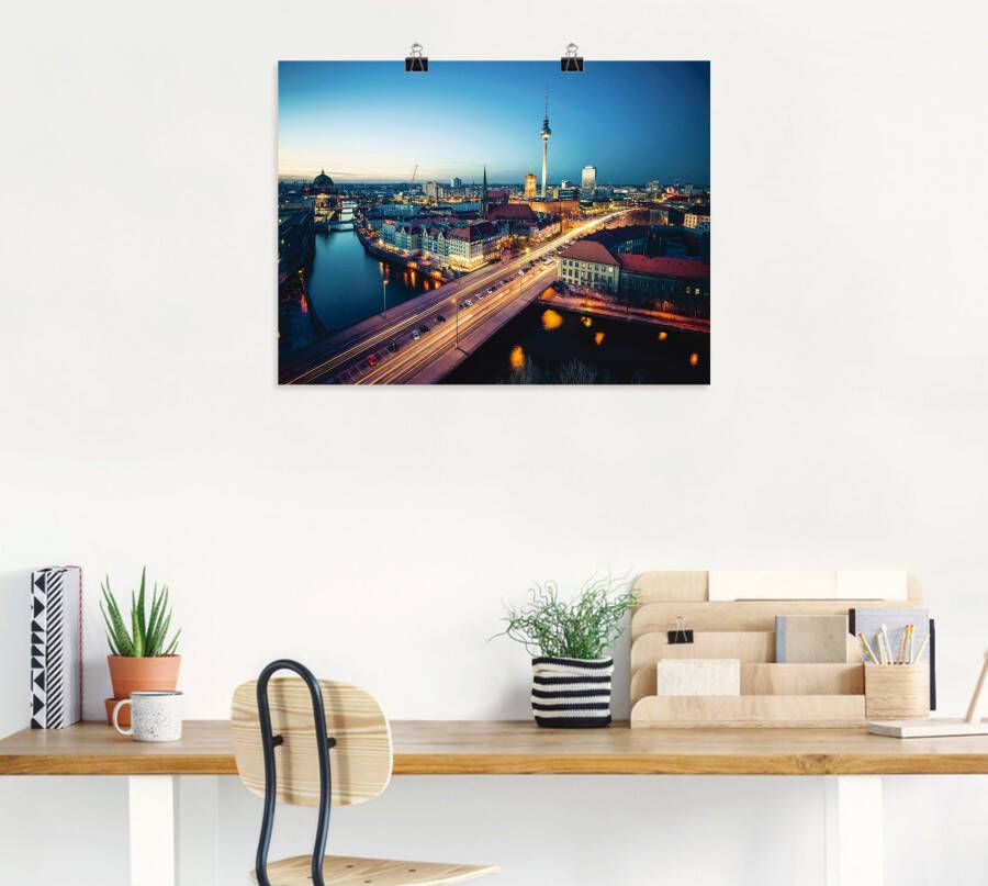 Artland Artprint Berlijn Cityscape s avonds als artprint op linnen poster in verschillende formaten maten