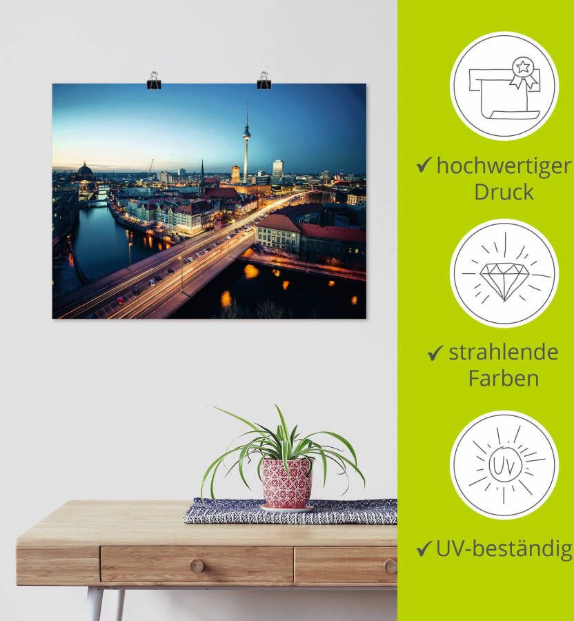 Artland Artprint Berlijn Cityscape s avonds als artprint op linnen poster in verschillende formaten maten