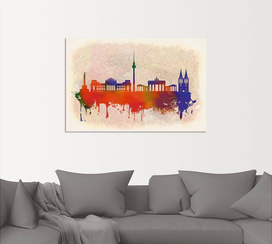 Artland Artprint Berlijn Duitsland Skyline als artprint van aluminium artprint op linnen muursticker of poster in verschillende maten