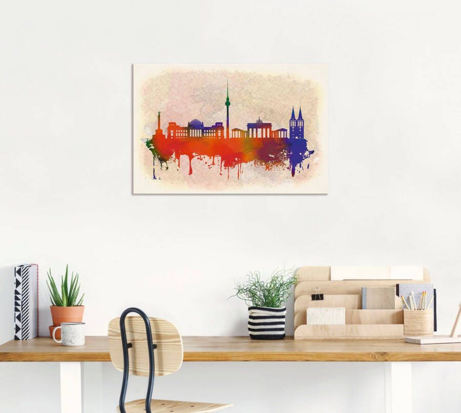 Artland Artprint Berlijn Duitsland Skyline als artprint van aluminium artprint op linnen muursticker of poster in verschillende maten