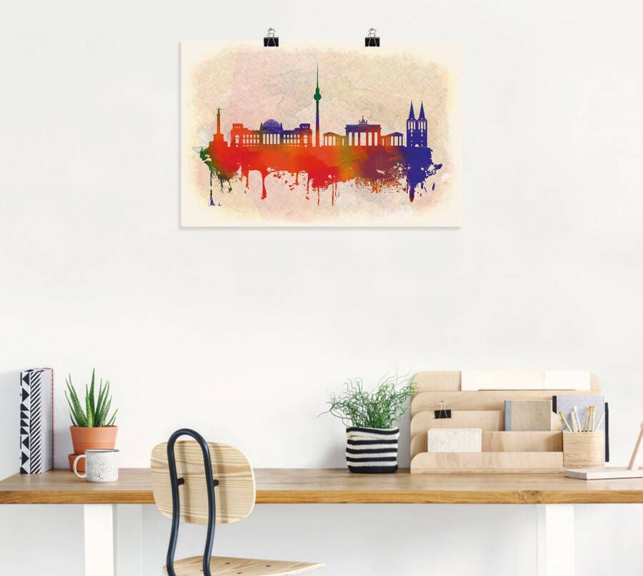 Artland Artprint Berlijn Duitsland Skyline als artprint van aluminium artprint op linnen muursticker of poster in verschillende maten