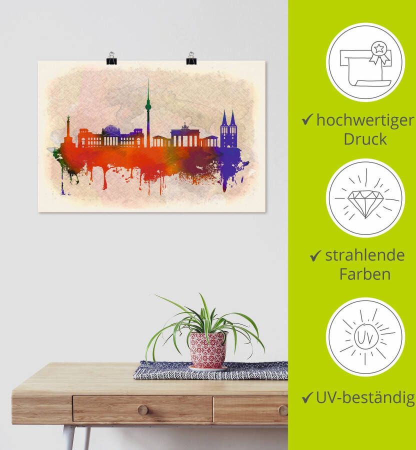 Artland Artprint Berlijn Duitsland Skyline als artprint van aluminium artprint op linnen muursticker of poster in verschillende maten