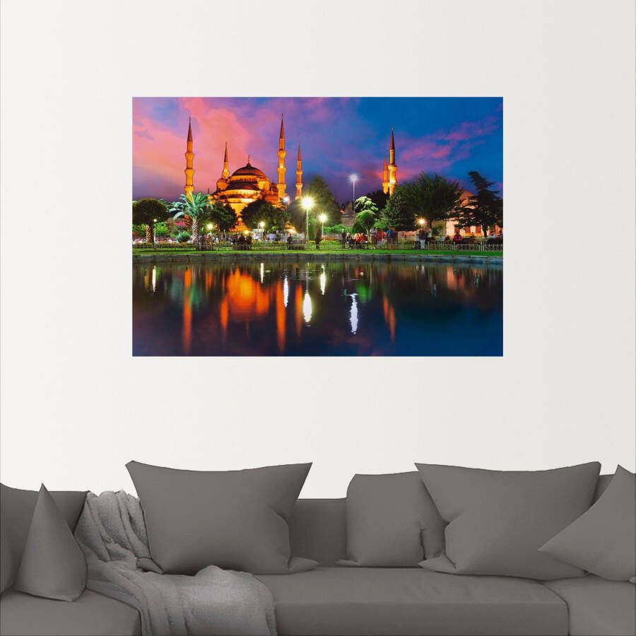 Artland Artprint Blauwe moskee in Istanbul Turkije als artprint op linnen poster in verschillende formaten maten