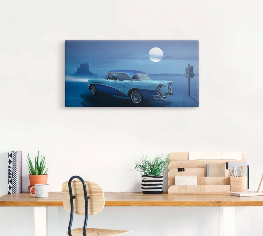 Artland Artprint Blauwe nacht op Route 66 als artprint op linnen poster in verschillende formaten maten