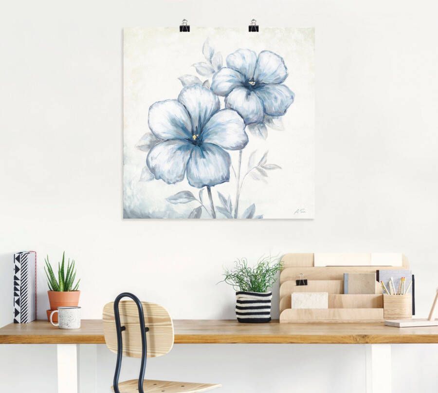 Artland Artprint Blauwe papaver als artprint op linnen poster muursticker in verschillende maten