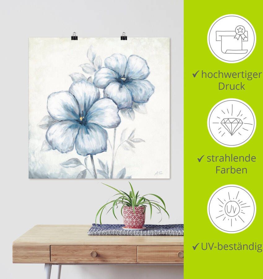 Artland Artprint Blauwe papaver als artprint op linnen poster muursticker in verschillende maten