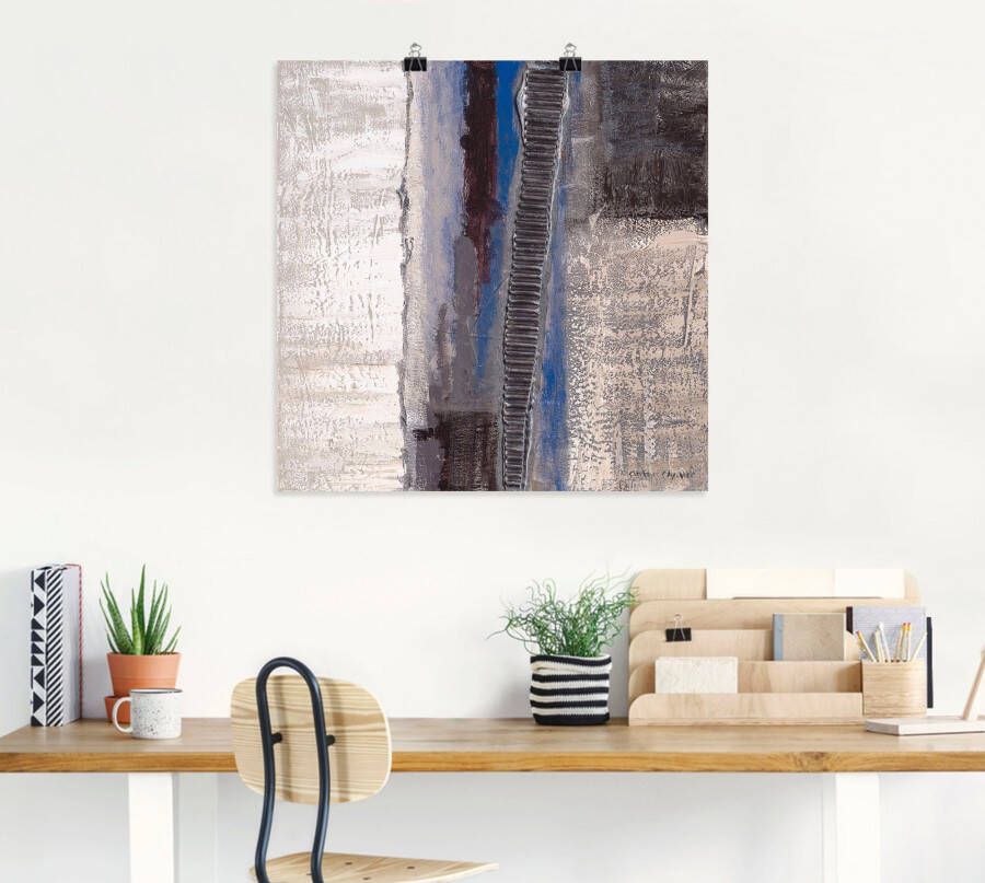 Artland Artprint Blauw zilverkleur Abstract I als artprint van aluminium artprint voor buiten artprint op linnen poster in verschillende maten. maten