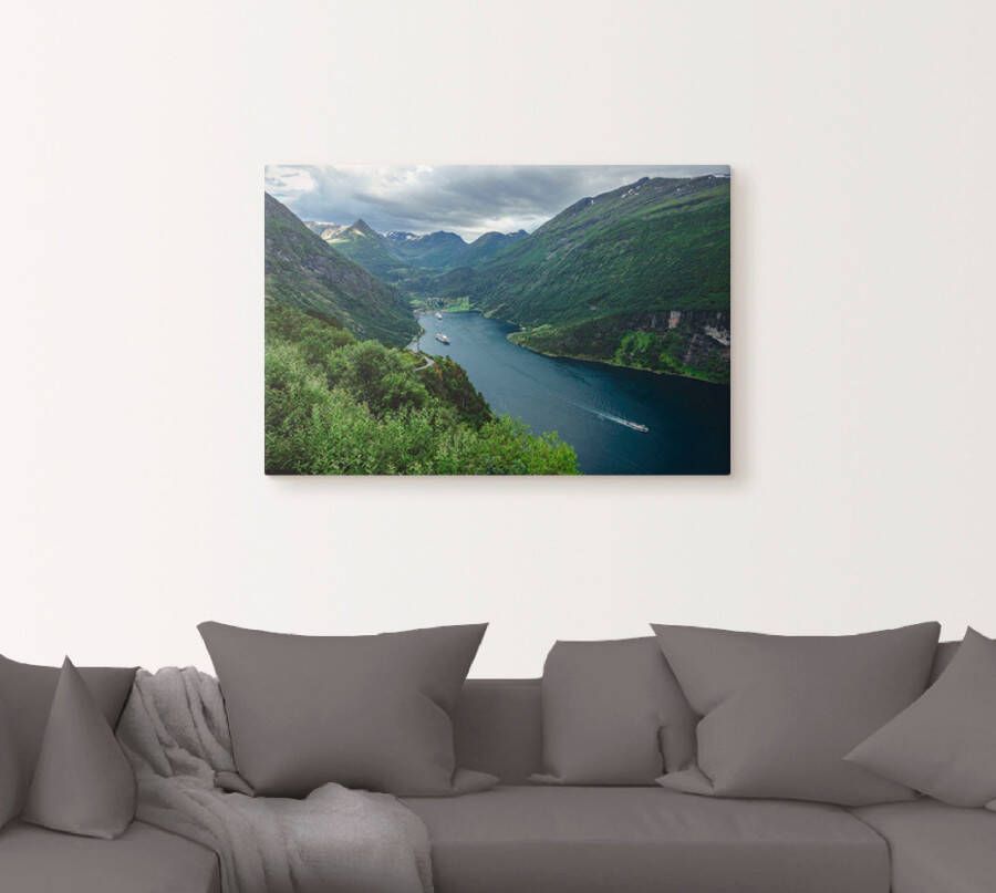 Artland Artprint Blik op het Geirangerfjord Noorwegen als artprint van aluminium artprint voor buiten artprint op linnen poster in verschillende maten. maten