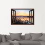 Artland Artprint op linnen Blik uit het venster avondrood in het riet - Thumbnail 2