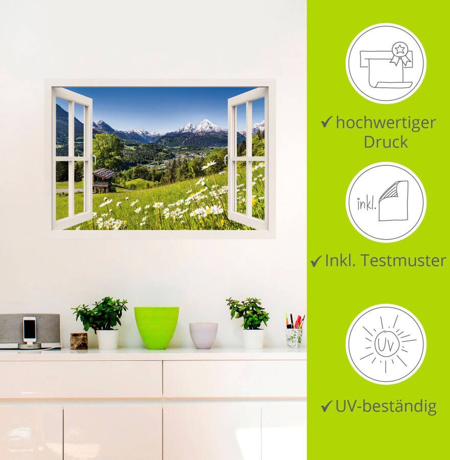 Artland Artprint Blik uit het venster Beierse Alpen als artprint van aluminium artprint op linnen muursticker of poster in verschillende maten