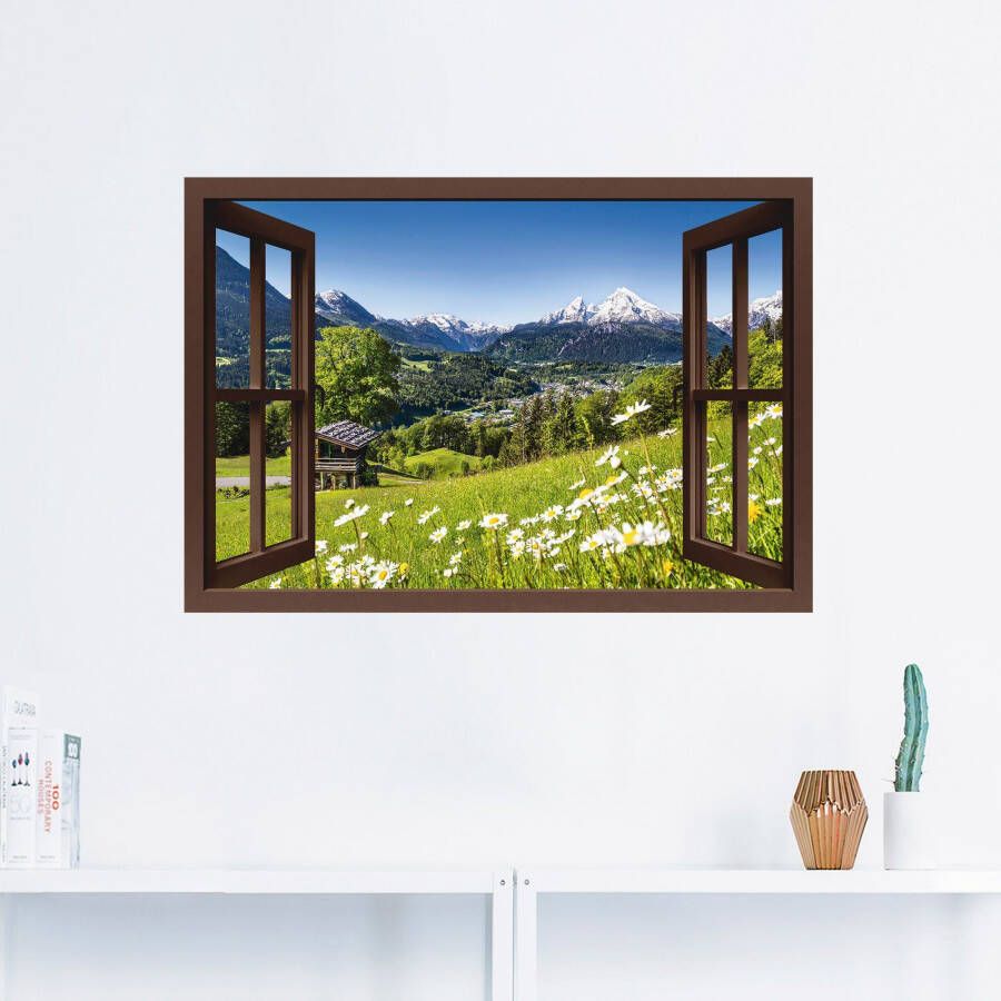 Artland Artprint Blik uit het venster Beierse Alpen als artprint van aluminium artprint voor buiten artprint op linnen poster muursticker