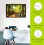 Artland Artprint Blik uit het venster bos met beek als artprint op linnen poster muursticker in verschillende maten - Thumbnail 2