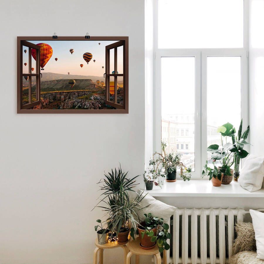 Artland Artprint Blik uit het venster Cappadocië ballonvaart als artprint op linnen poster muursticker in verschillende maten