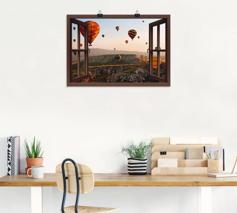 Artland Artprint Blik uit het venster Cappadocië ballonvaart als artprint op linnen poster muursticker in verschillende maten