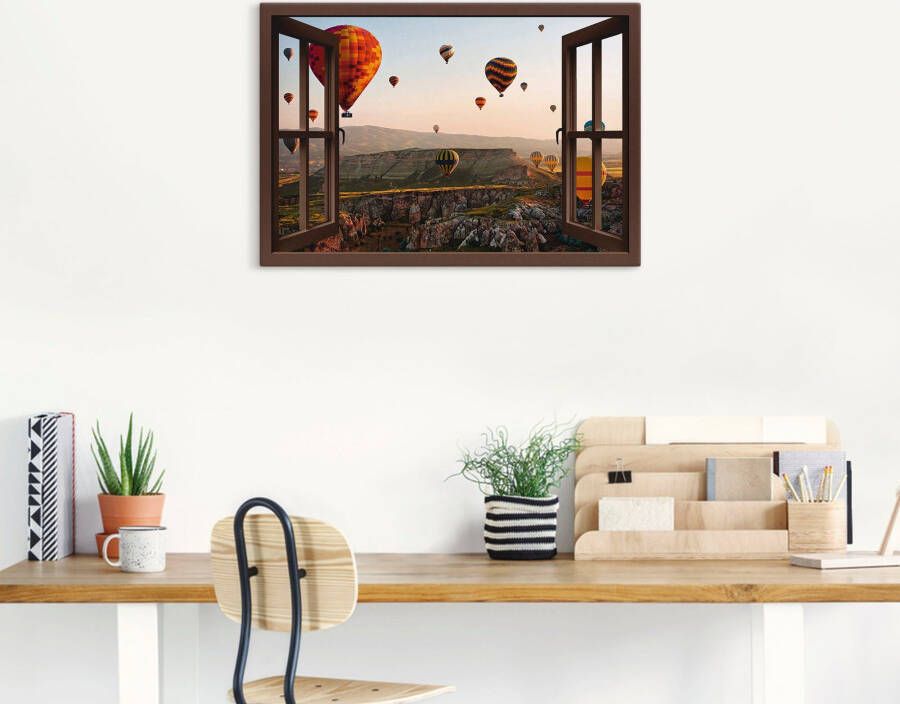 Artland Artprint Blik uit het venster Cappadocië ballonvaart als artprint op linnen poster muursticker in verschillende maten