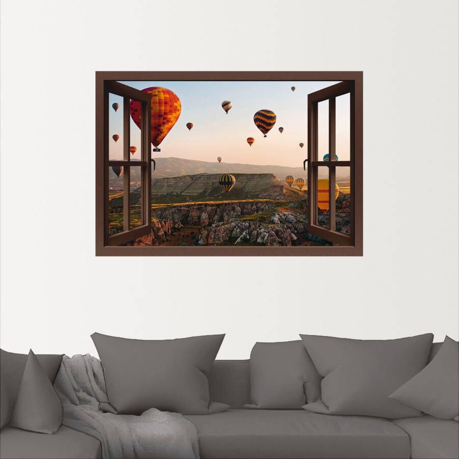 Artland Artprint Blik uit het venster Cappadocië ballonvaart als artprint op linnen poster muursticker in verschillende maten