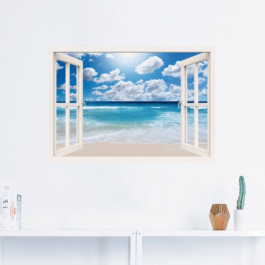 Artland Artprint Blik uit het venster Geweldig strandlandschap als artprint op linnen poster muursticker in verschillende maten