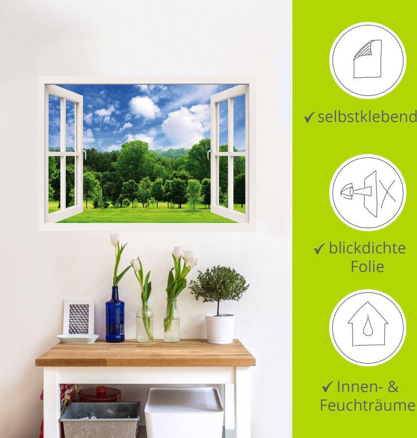 Artland Artprint Blik uit het venster groen bos als poster muursticker in verschillende maten