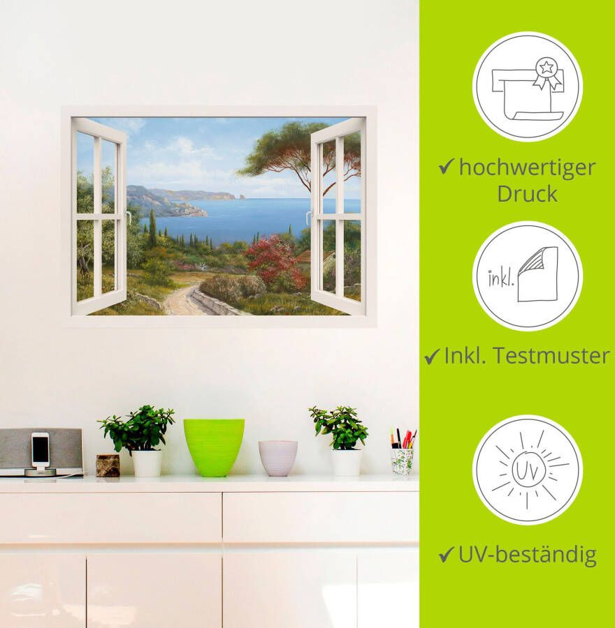 Artland Artprint Blik uit het venster huis aan zee I als artprint op linnen poster muursticker in verschillende maten