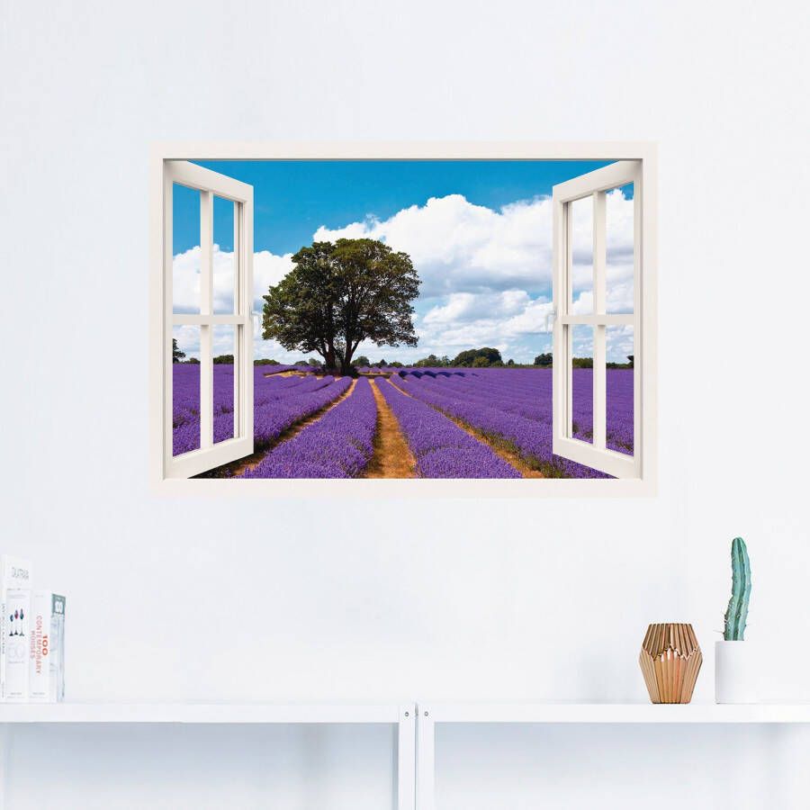 Artland Wandfolie Blik uit het venster lavendelveld in de zomer - Foto 3
