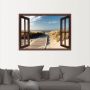 Artland Artprint Blik uit het venster Noordzeestrand op Langeoog als artprint op linnen poster muursticker in verschillende maten - Thumbnail 2