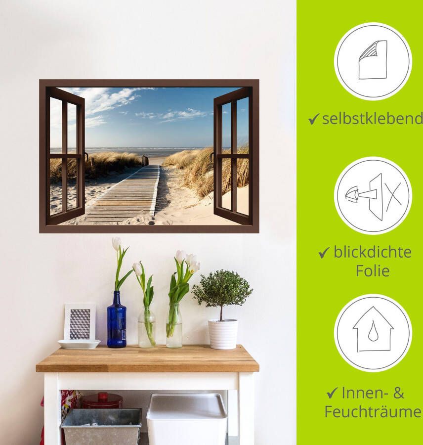 Artland Artprint Blik uit het venster Noordzeestrand op Langeoog als artprint op linnen poster muursticker in verschillende maten