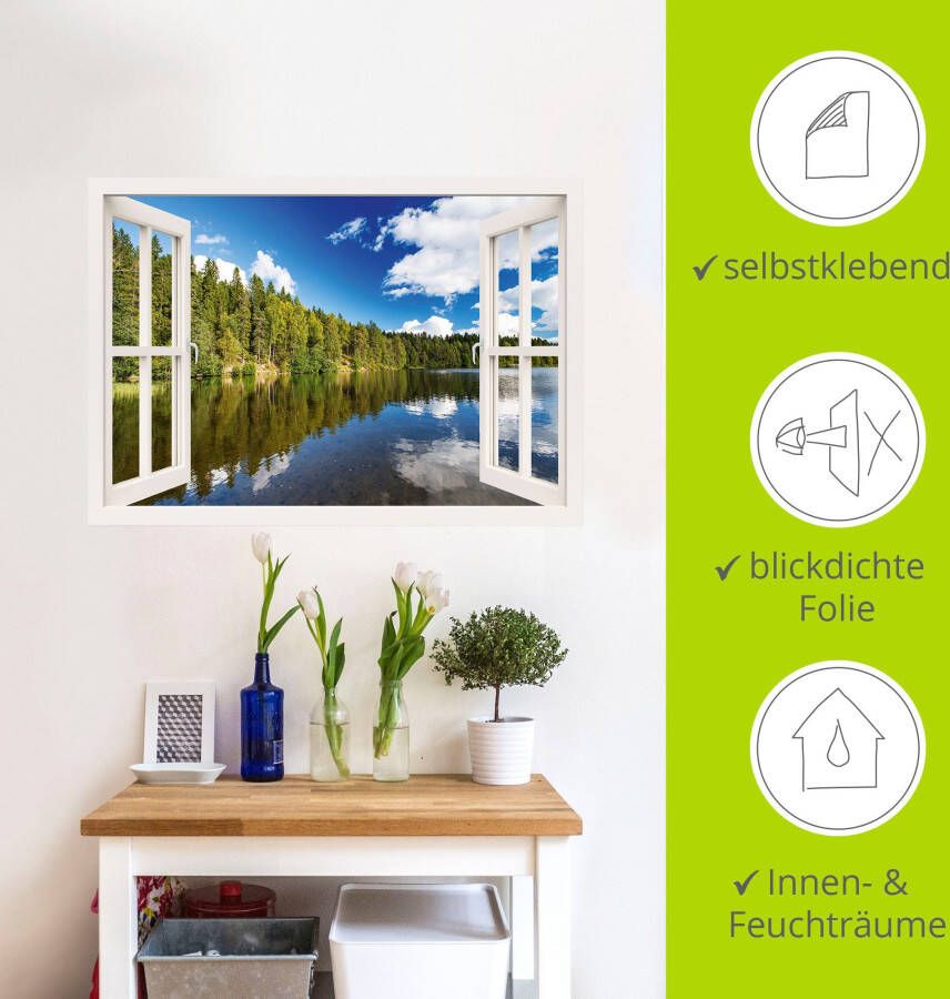 Artland Artprint Blik uit het venster Noors landschap als artprint van aluminium artprint op linnen muursticker verschillende maten