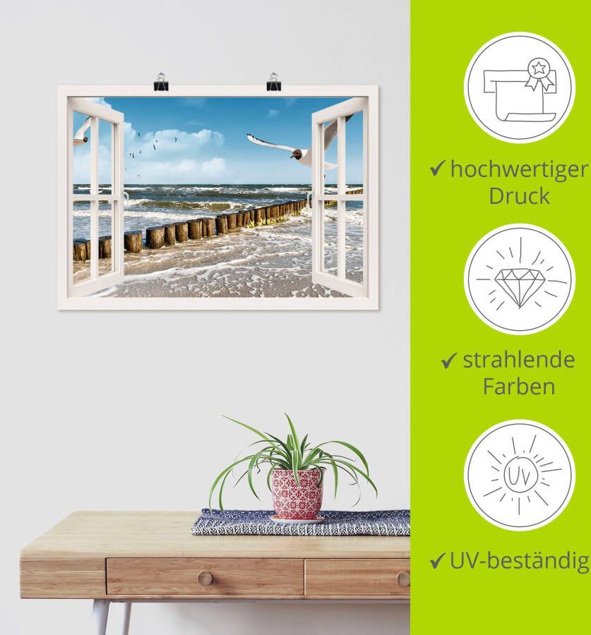 Artland Artprint Blik uit het venster Oostzee als artprint op linnen poster muursticker in verschillende maten