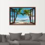 Artland Artprint Blik uit het venster palmenstrand Caribic als artprint op linnen poster muursticker in verschillende maten - Thumbnail 2