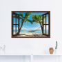 Artland Artprint Blik uit het venster palmenstrand Caribic als artprint op linnen poster muursticker in verschillende maten - Thumbnail 4