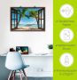 Artland Artprint Blik uit het venster palmenstrand Caribic als artprint op linnen poster muursticker in verschillende maten - Thumbnail 5