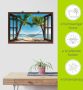 Artland Artprint Blik uit het venster palmenstrand Caribic als artprint op linnen poster muursticker in verschillende maten - Thumbnail 6