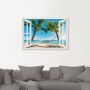 Artland Artprint Blik uit het venster palmenstrand Caribic als artprint van aluminium artprint voor buiten artprint op linnen poster muursticker - Thumbnail 3