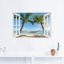 Artland Artprint Blik uit het venster palmenstrand Caribic als artprint van aluminium artprint voor buiten artprint op linnen poster muursticker - Thumbnail 4