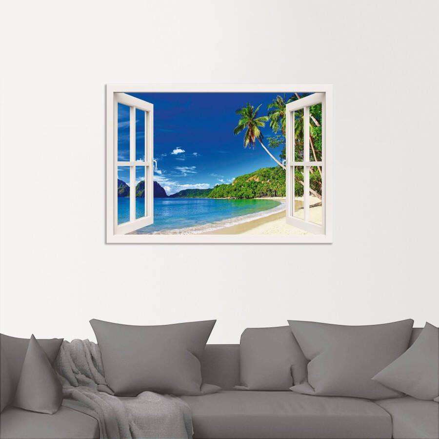 Artland Artprint Blik uit het venster paradijs als artprint van aluminium artprint voor buiten artprint op linnen poster muursticker