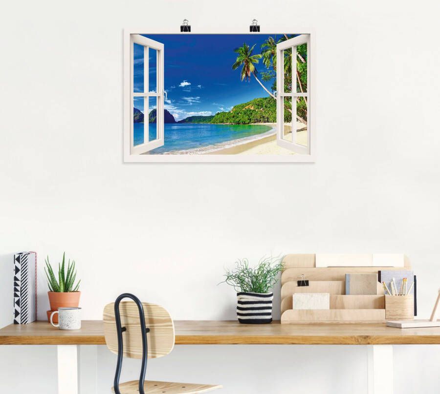 Artland Artprint Blik uit het venster paradijs als artprint van aluminium artprint voor buiten artprint op linnen poster muursticker