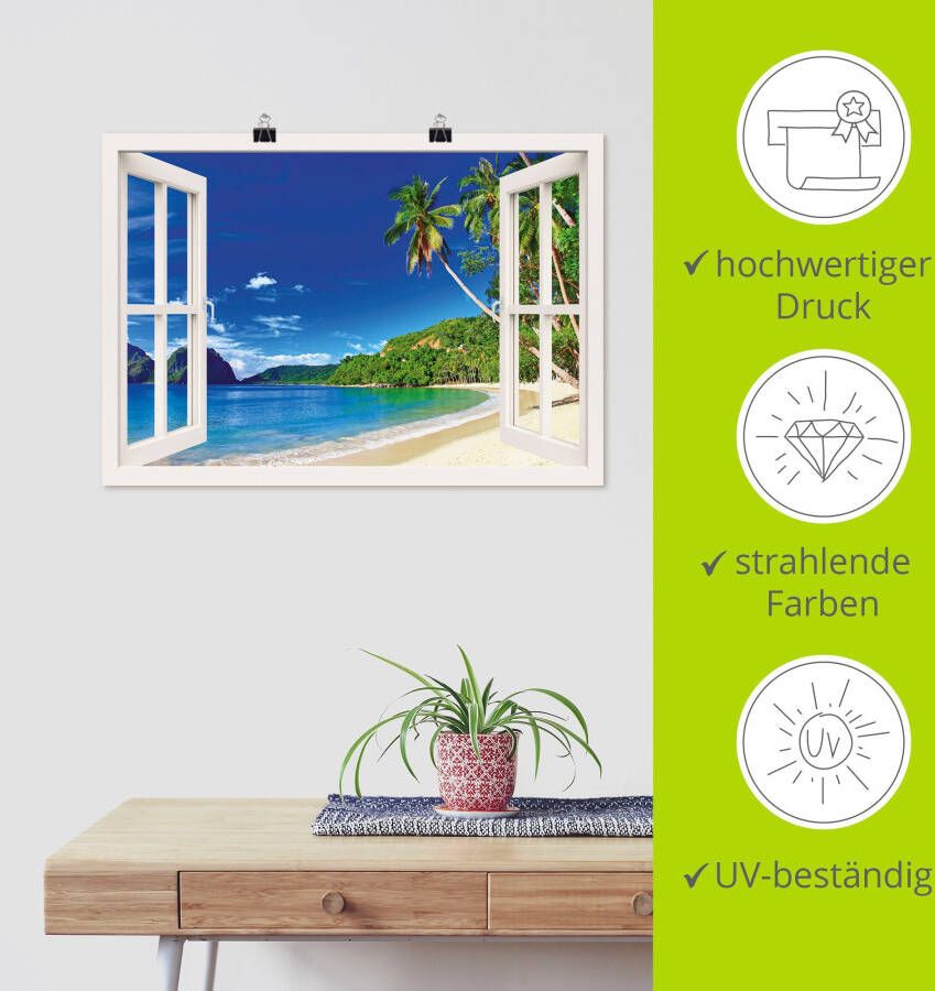 Artland Artprint Blik uit het venster paradijs als artprint van aluminium artprint voor buiten artprint op linnen poster muursticker