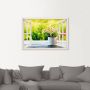 Artland Artprint Blik uit het venster tuin met madeliefje als artprint van aluminium artprint op linnen muursticker verschillende maten - Thumbnail 2